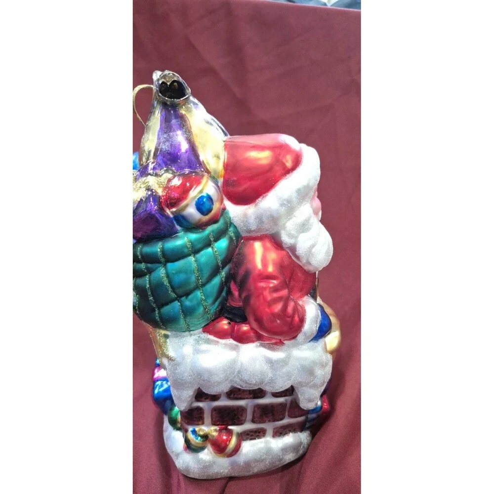 Lumiere Glass Hand Crafted Blown Glass Santa Claus Figurine 1999 Brass Key EUC